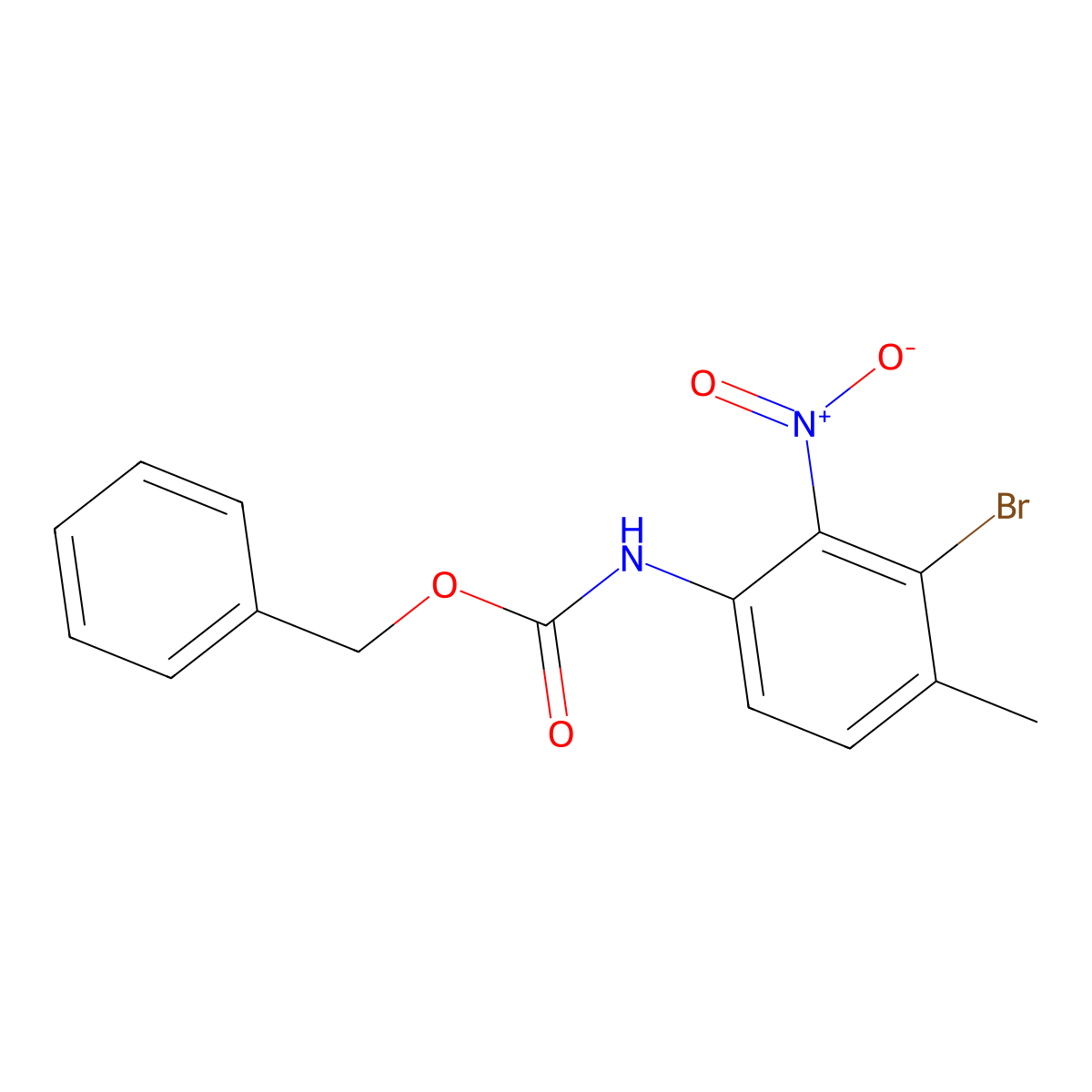 benzyl N-(3-bromo-4-methyl-2-nitrophenyl)carbamate molecular structure, CAS 2680884-09-5