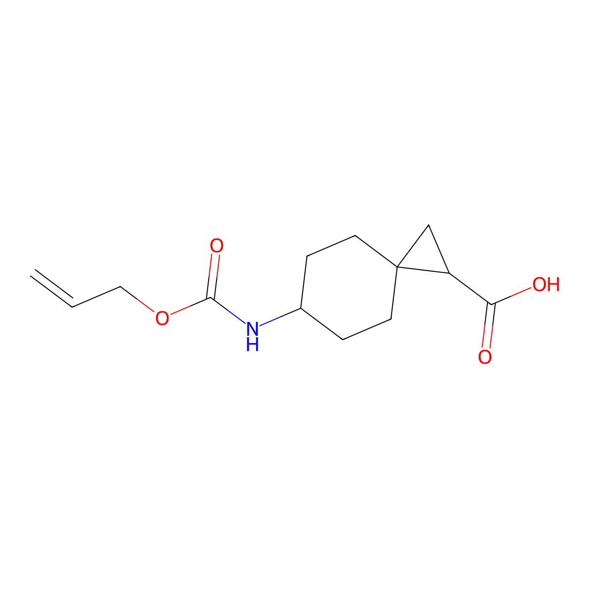 6-{[(Prop-2-en-1-yloxy)carbonyl]amino}spiro[2.5]octane-1-carboxylic acid molecular structure, CAS 2680884-16-4