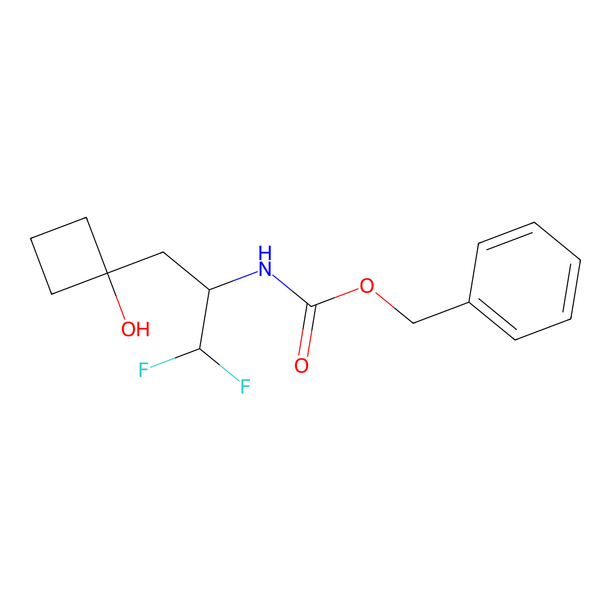 benzyl N-[1,1-difluoro-3-(1-hydroxycyclobutyl)propan-2-yl]carbamate molecular structure, CAS 2680884-18-6