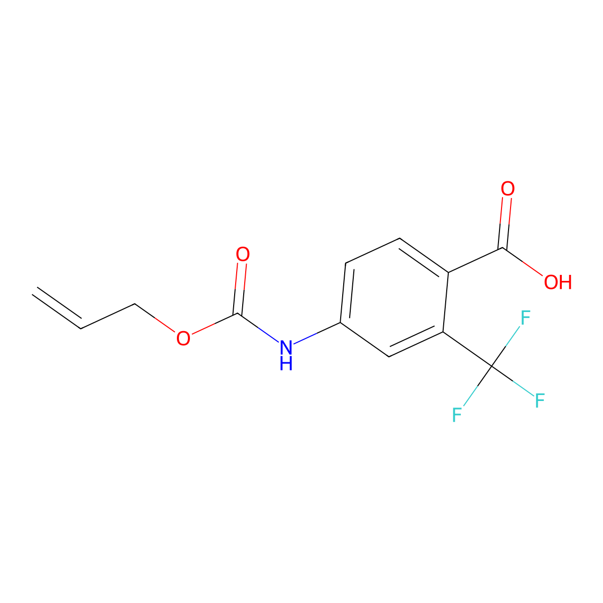 4-{[(Prop-2-en-1-yloxy)carbonyl]amino}-2-(trifluoromethyl)benzoic acid molecular structure, CAS 2680884-22-2