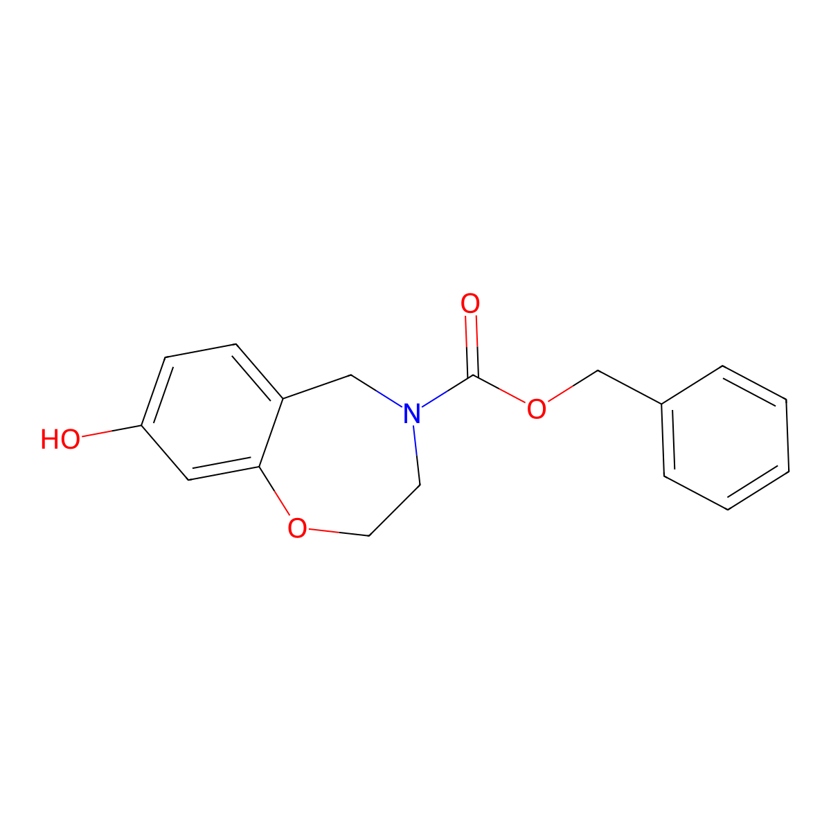 Benzyl 8-hydroxy-2,3,4,5-tetrahydro-1,4-benzoxazepine-4-carboxylate molecular structure, CAS 2680884-24-4