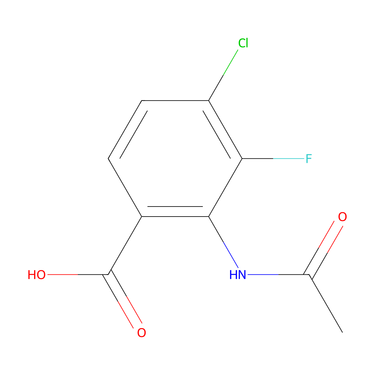 4-Chloro-2-acetamido-3-fluorobenzoic acid molecular structure, CAS 2680884-28-8