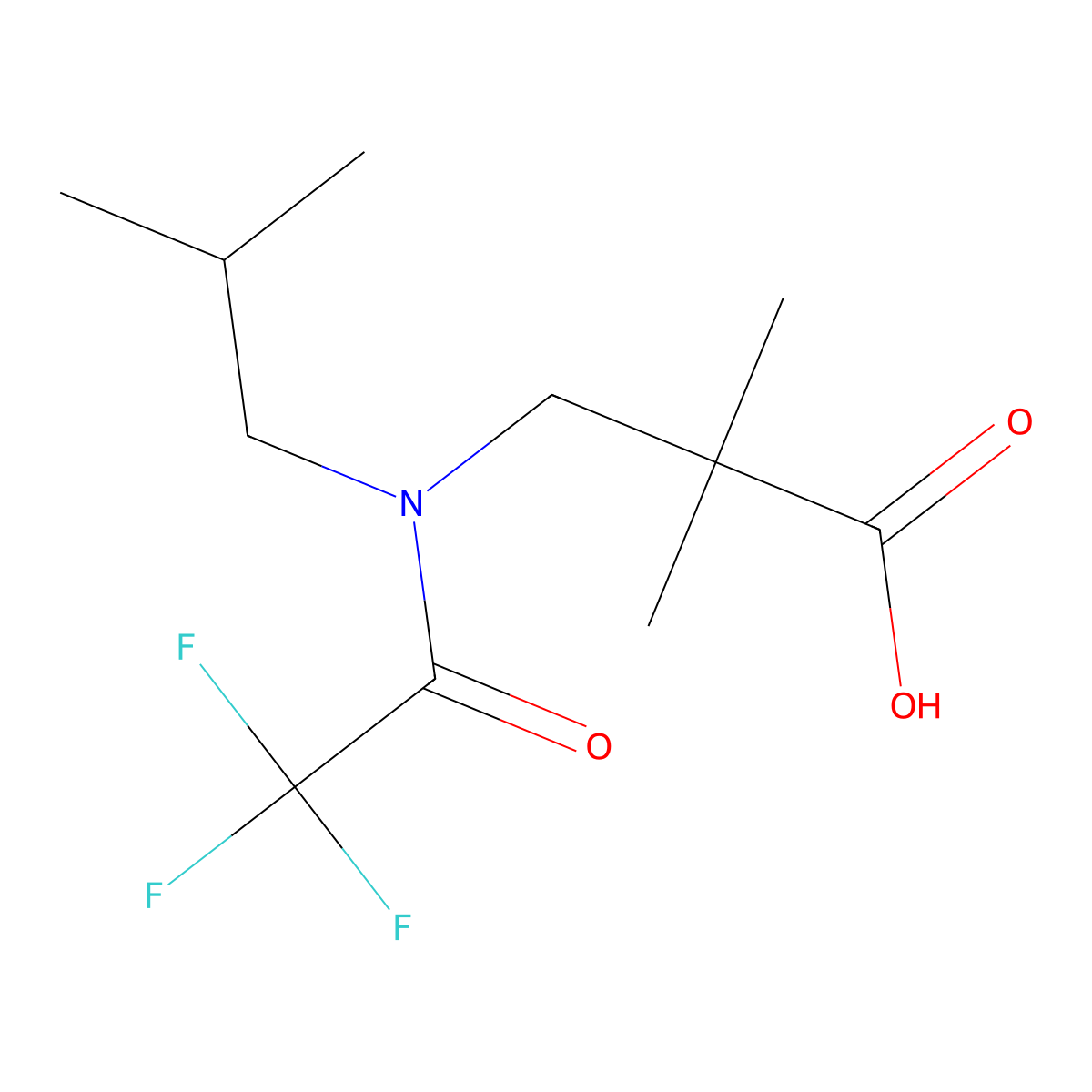 2,2-dimethyl-3-[2,2,2-trifluoro-N-(2-methylpropyl)acetamido]propanoic acid molecular structure, CAS 2680884-36-8