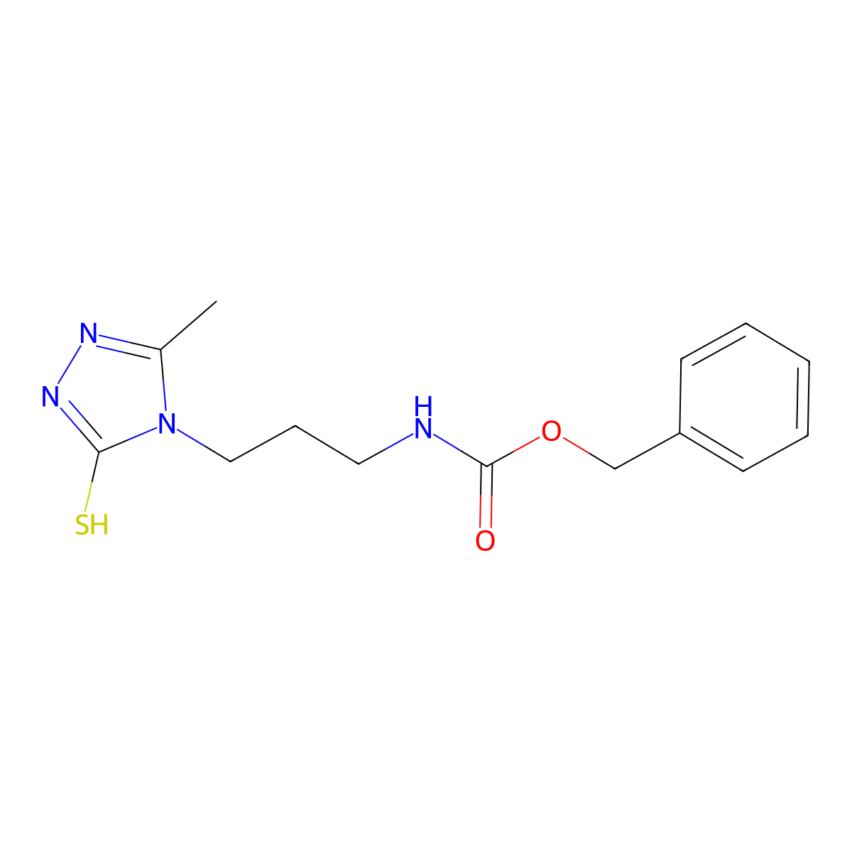 benzyl N-[3-(3-methyl-5-sulfanyl-4H-1,2,4-triazol-4-yl)propyl]carbamate molecular structure, CAS 2680884-41-5