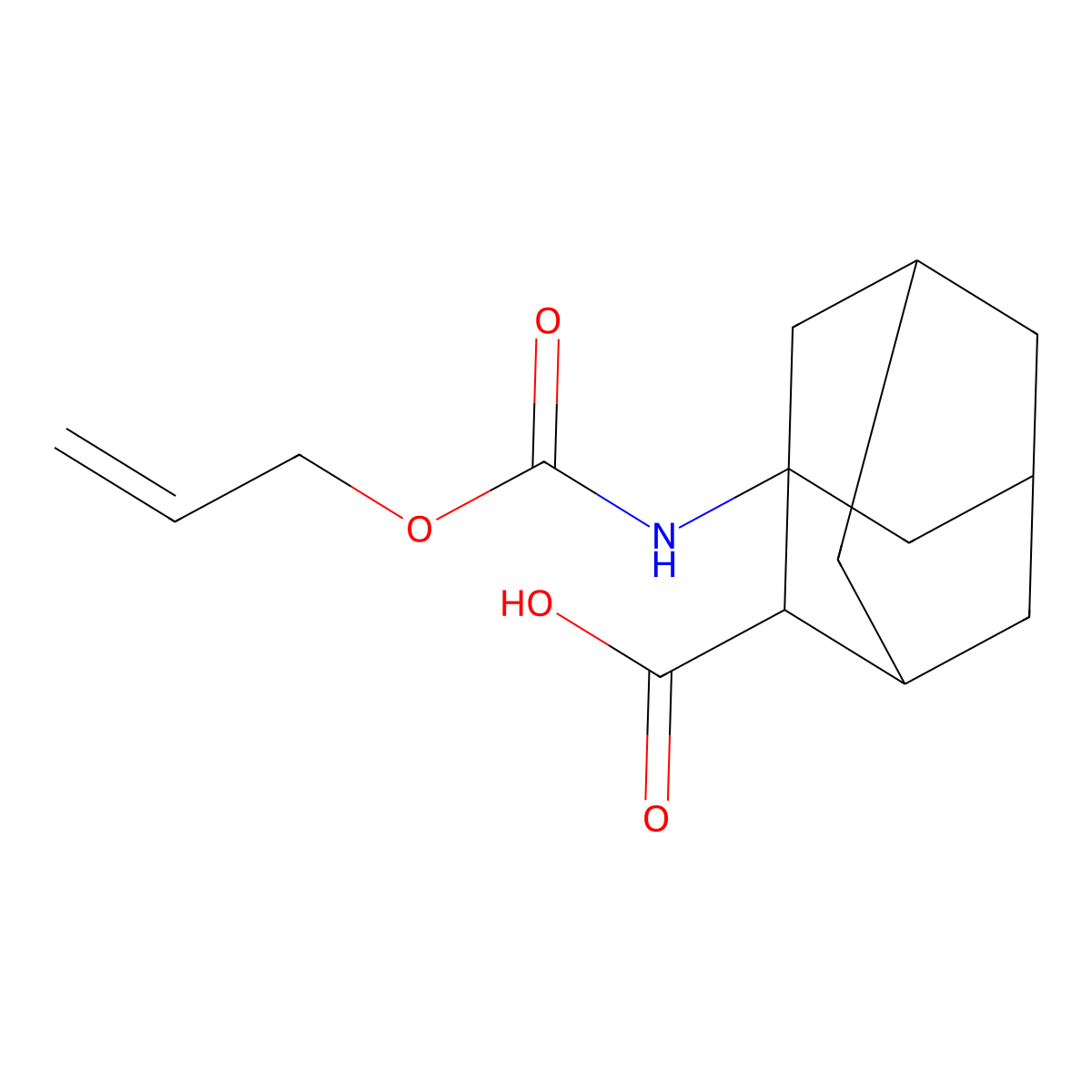 1-{[(Prop-2-en-1-yloxy)carbonyl]amino}adamantane-2-carboxylic acid molecular structure, CAS 2680884-42-6