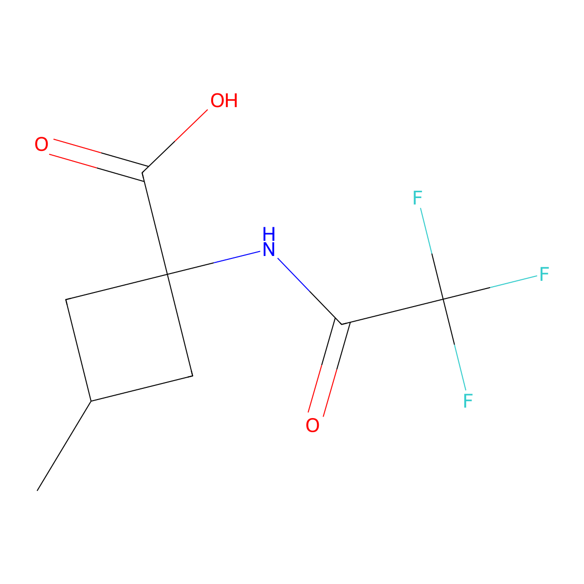 3-Methyl-1-(trifluoroacetamido)cyclobutane-1-carboxylic acid molecular structure, CAS 2680884-44-8