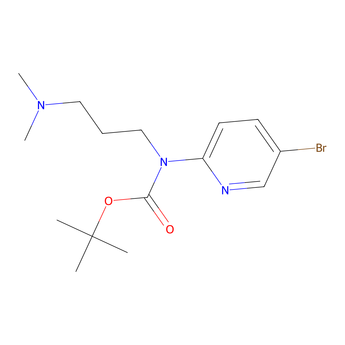 tert-butyl N-(5-bromopyridin-2-yl)-N-[3-(dimethylamino)propyl]carbamate molecular structure, CAS 2680884-45-9