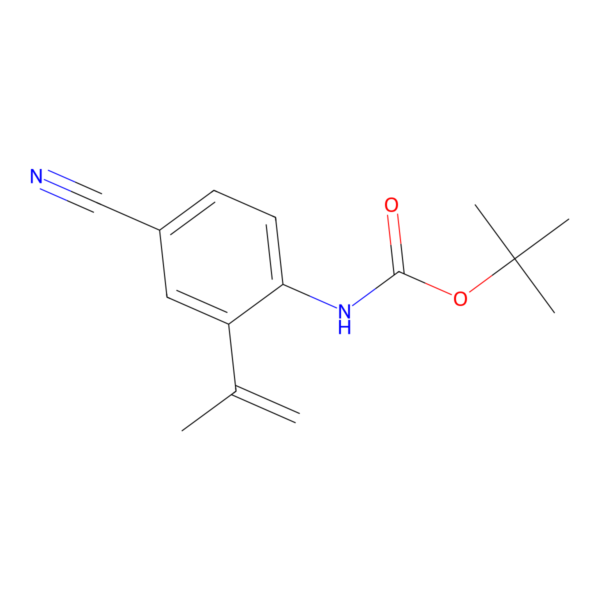 tert-butyl N-[4-cyano-2-(prop-1-en-2-yl)phenyl]carbamate molecular structure, CAS 2680884-48-2