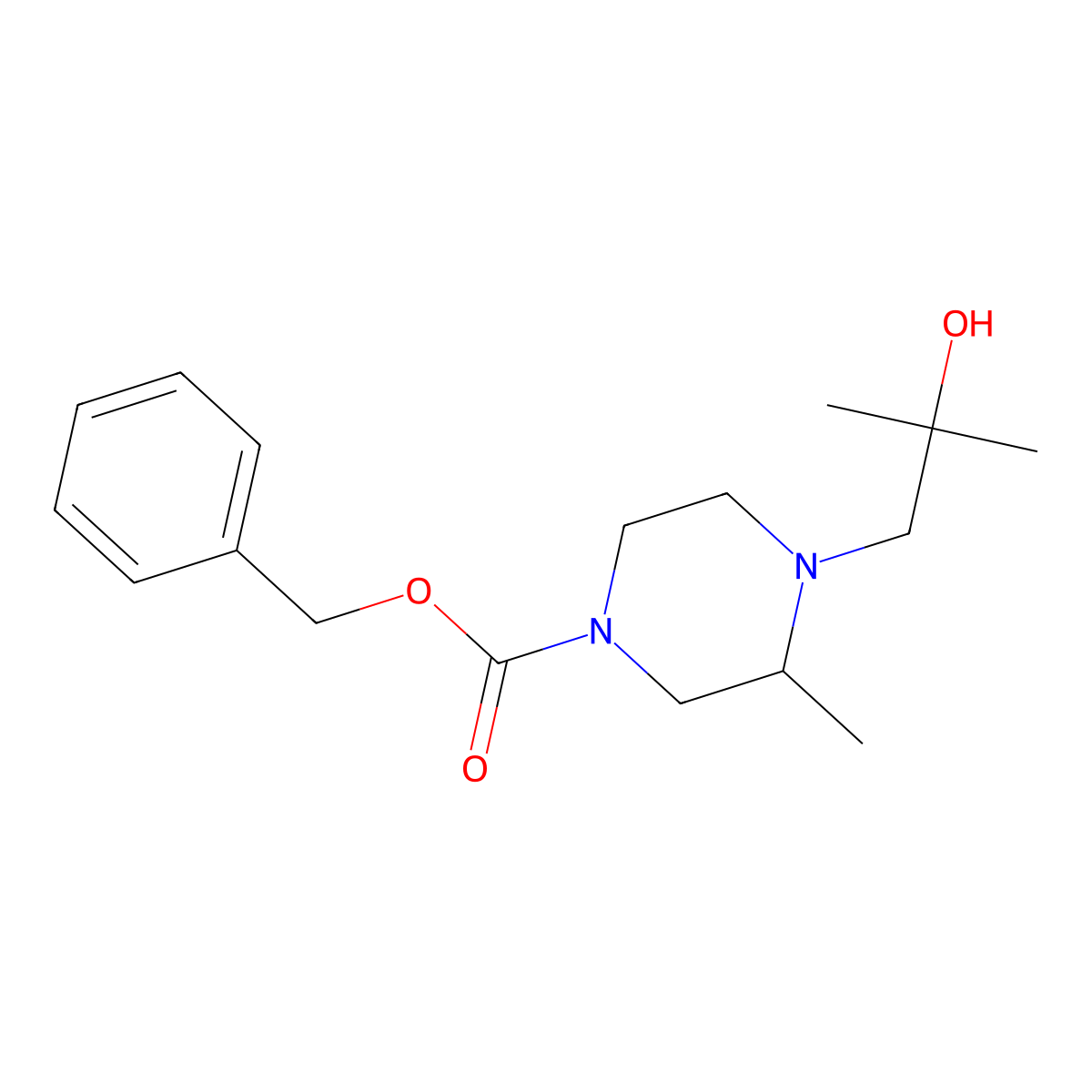Benzyl 4-(2-hydroxy-2-methylpropyl)-3-methylpiperazine-1-carboxylate molecular structure, CAS 2680884-59-5
