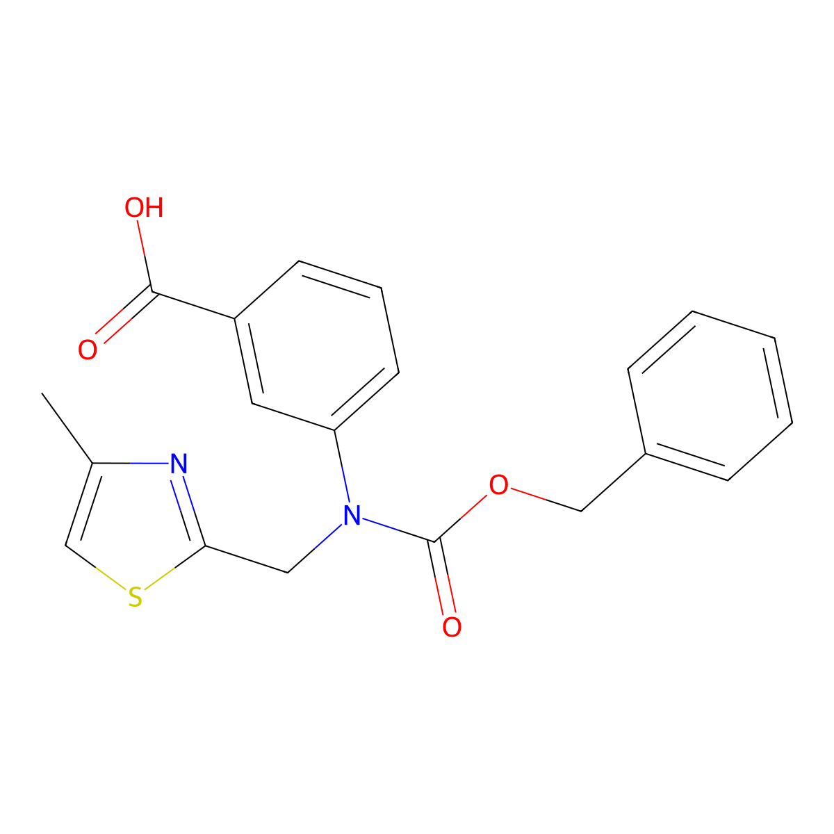 3-{[(Benzyloxy)carbonyl][(4-methyl-1,3-thiazol-2-yl)methyl]amino}benzoic acid molecular structure, CAS 2680884-63-1