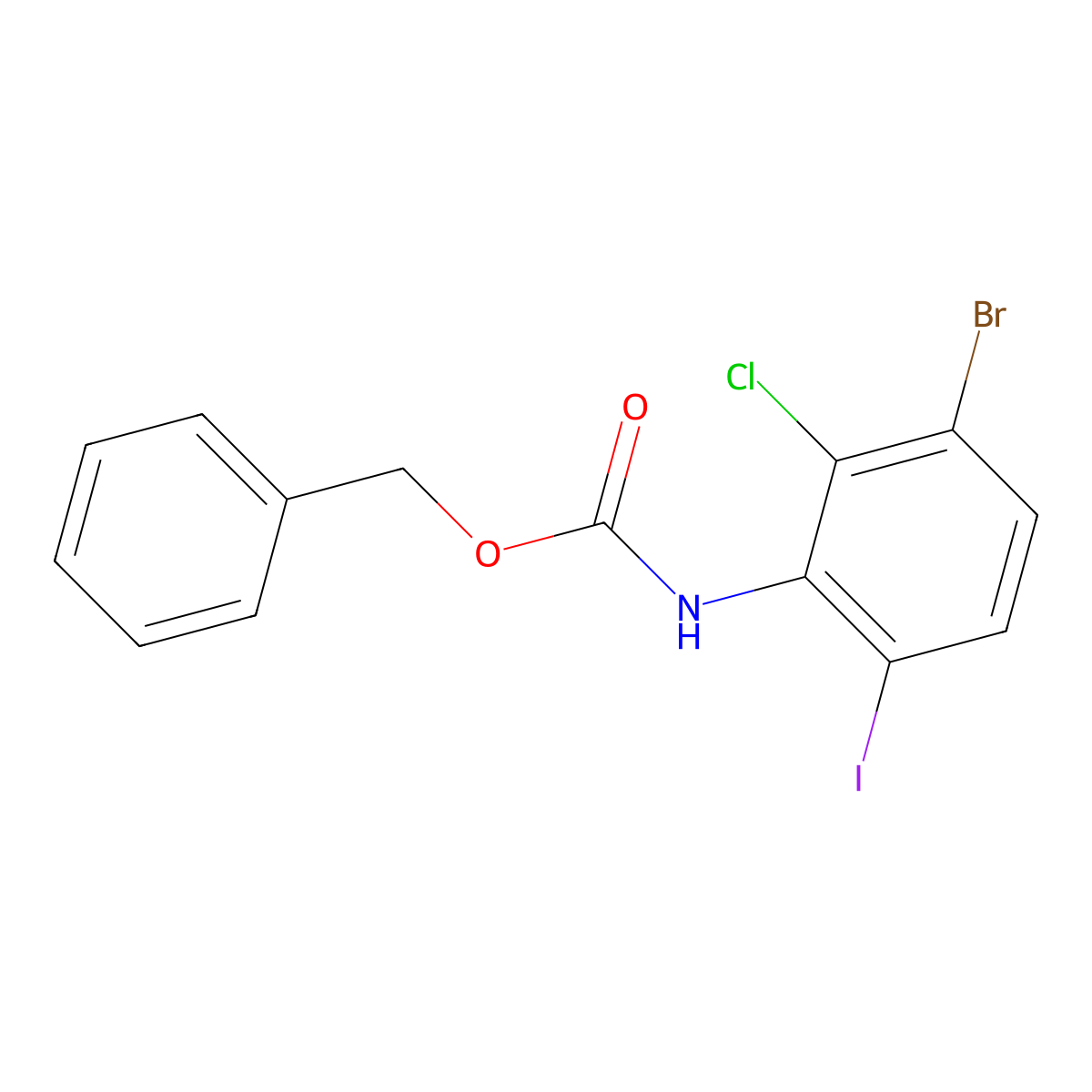 benzyl N-(3-bromo-2-chloro-6-iodophenyl)carbamate molecular structure, CAS 2680884-71-1