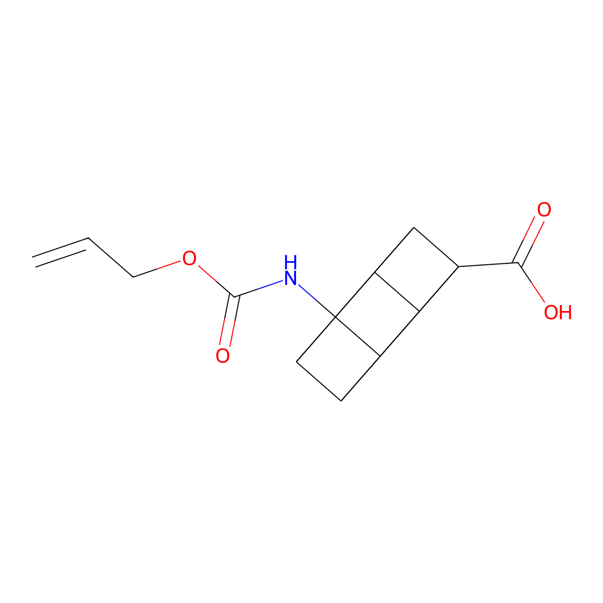 8-{[(Prop-2-en-1-yloxy)carbonyl]amino}cubane-1-carboxylic acid molecular structure, CAS 2680884-74-4
