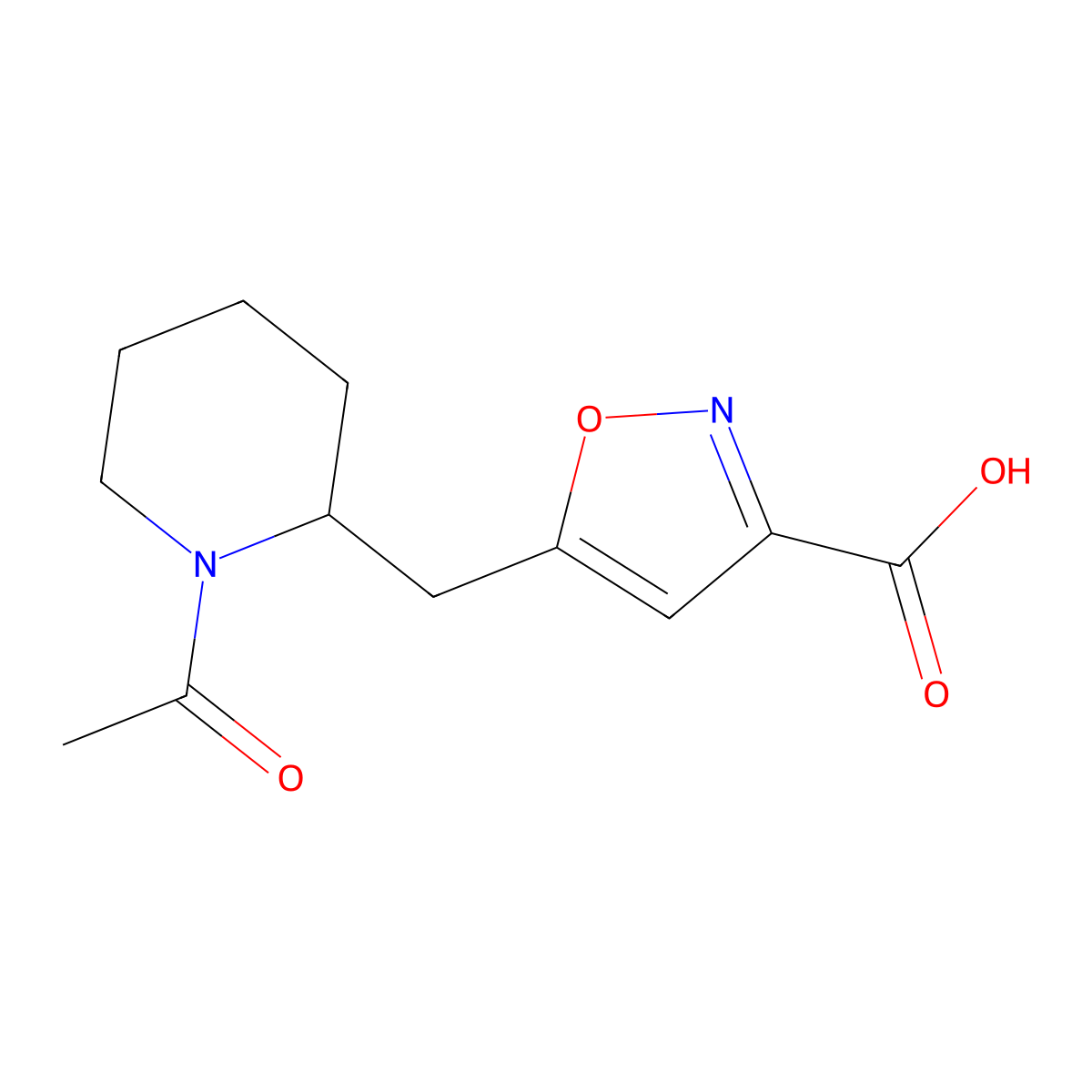 5-[(1-Acetylpiperidin-2-yl)methyl]-1,2-oxazole-3-carboxylic acid molecular structure, CAS 2680884-75-5