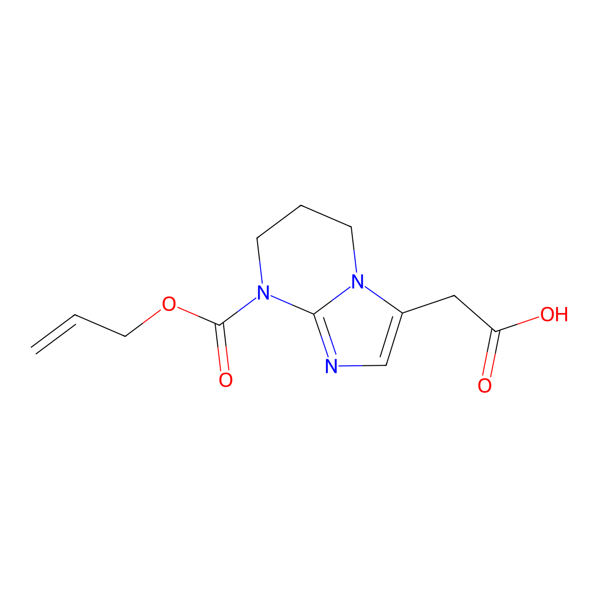 2-{8-[(prop-2-en-1-yloxy)carbonyl]-5H,6H,7H,8H-imidazo[1,2-a]pyrimidin-3-yl}acetic acid molecular structure, CAS 2680884-80-2