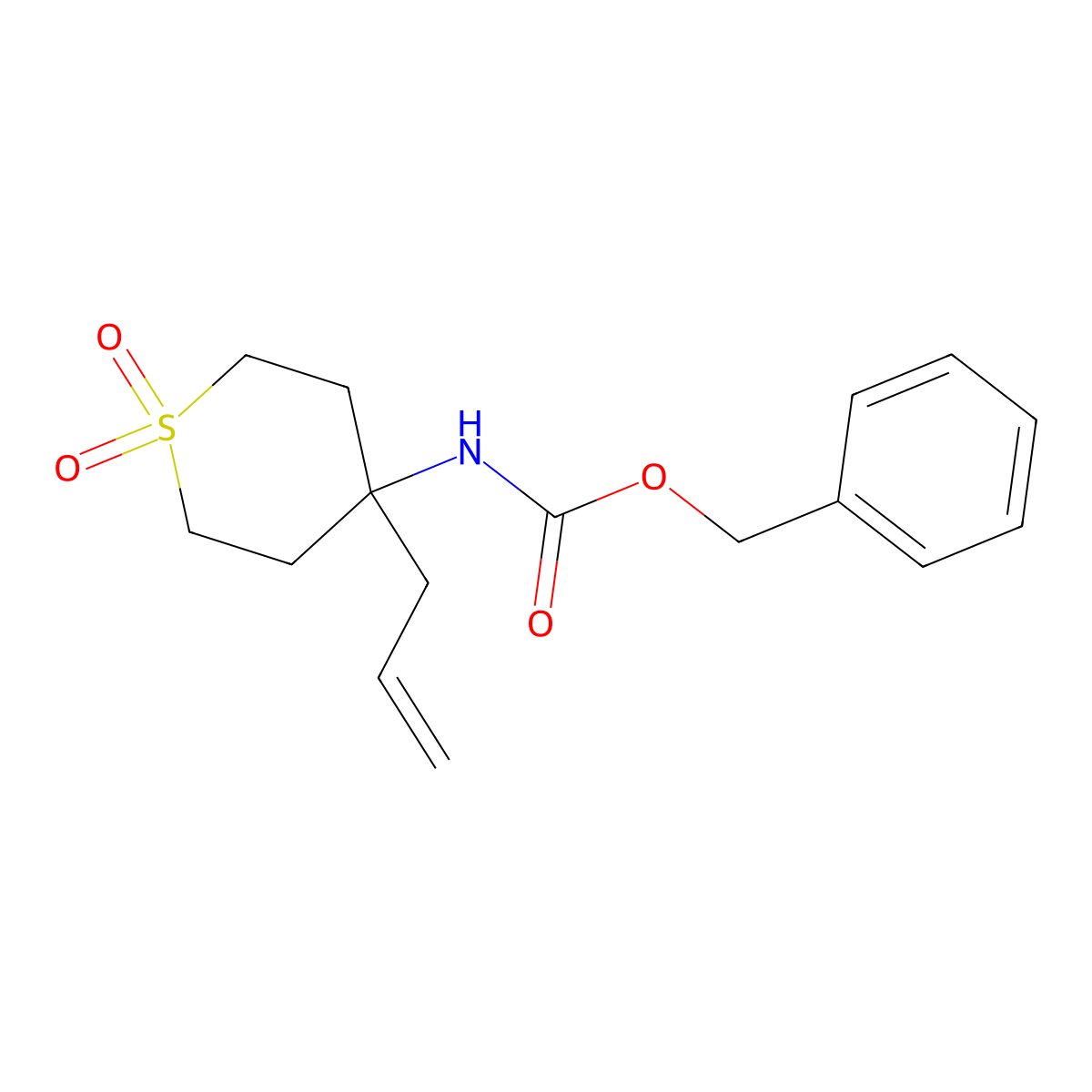 benzyl N-[1,1-dioxo-4-(prop-2-en-1-yl)-1lambda6-thian-4-yl]carbamate molecular structure, CAS 2680884-85-7