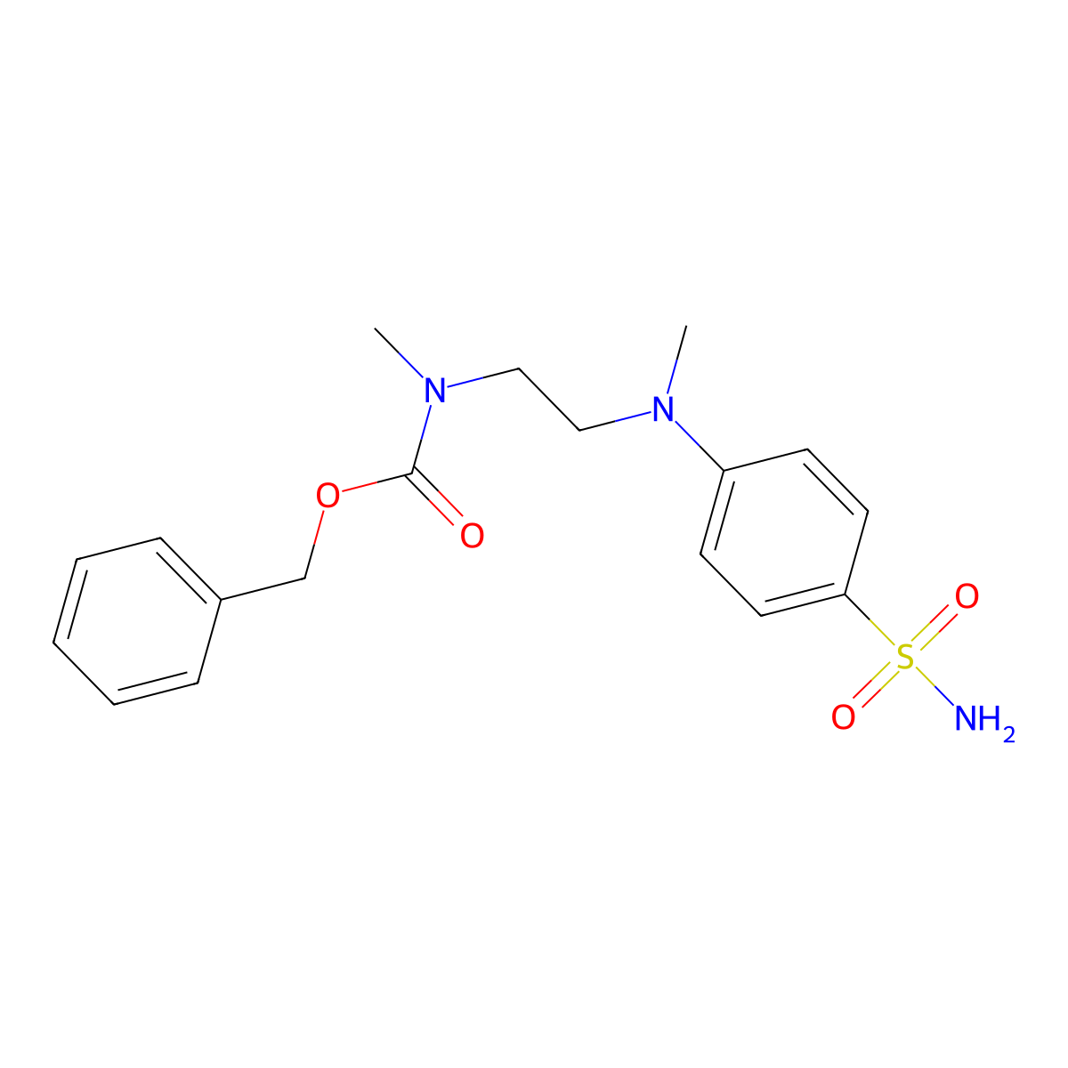 benzyl N-methyl-N-{2-[methyl(4-sulfamoylphenyl)amino]ethyl}carbamate molecular structure, CAS 2680884-89-1