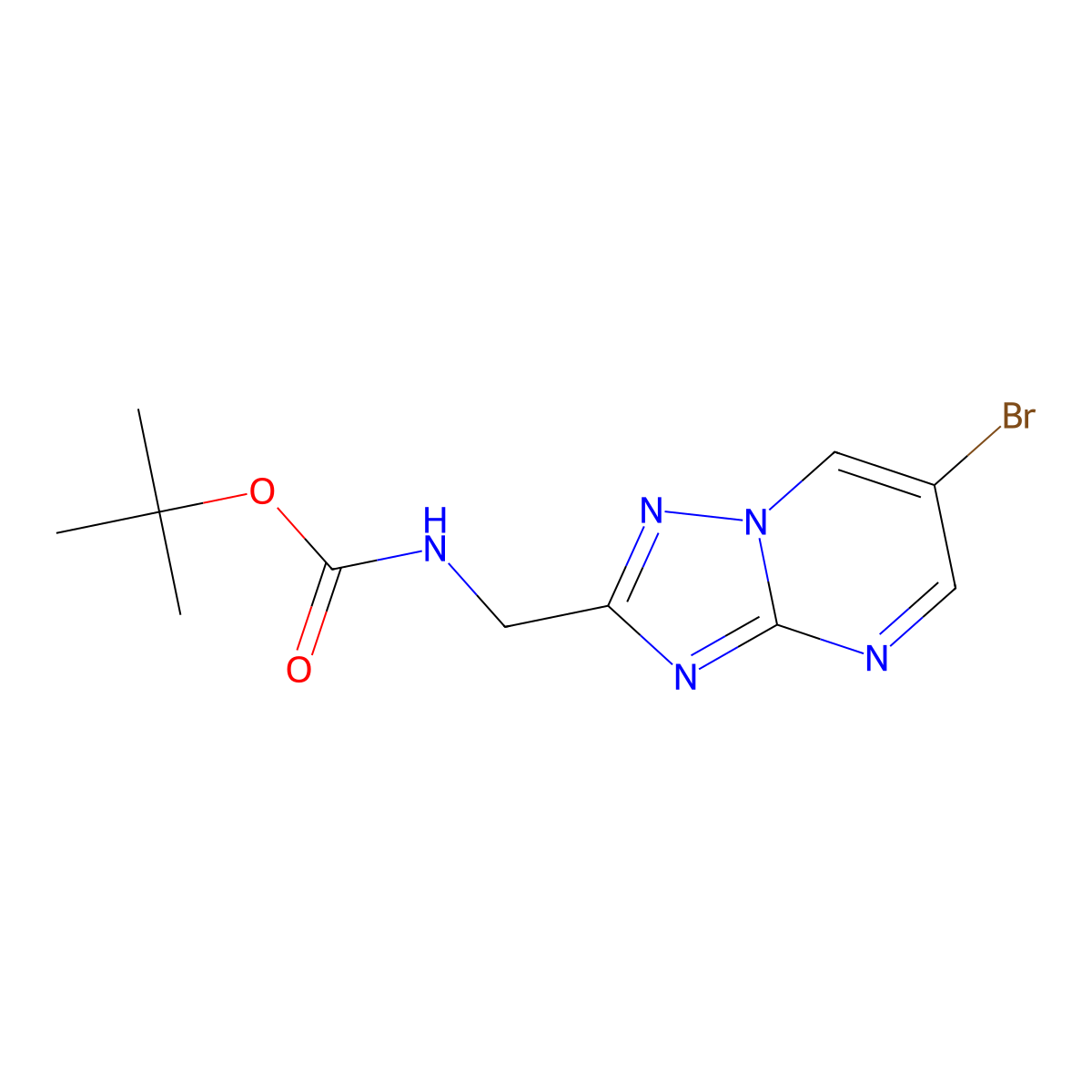 tert-butyl N-({6-bromo-[1,2,4]triazolo[1,5-a]pyrimidin-2-yl}methyl)carbamate molecular structure, CAS 2680884-90-4