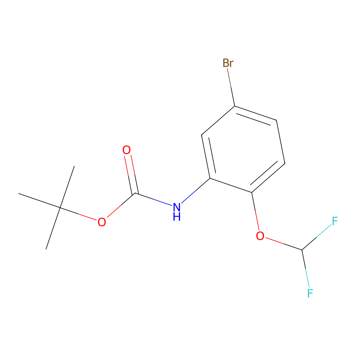 tert-butyl N-[5-bromo-2-(difluoromethoxy)phenyl]carbamate molecular structure, CAS 2680884-93-7