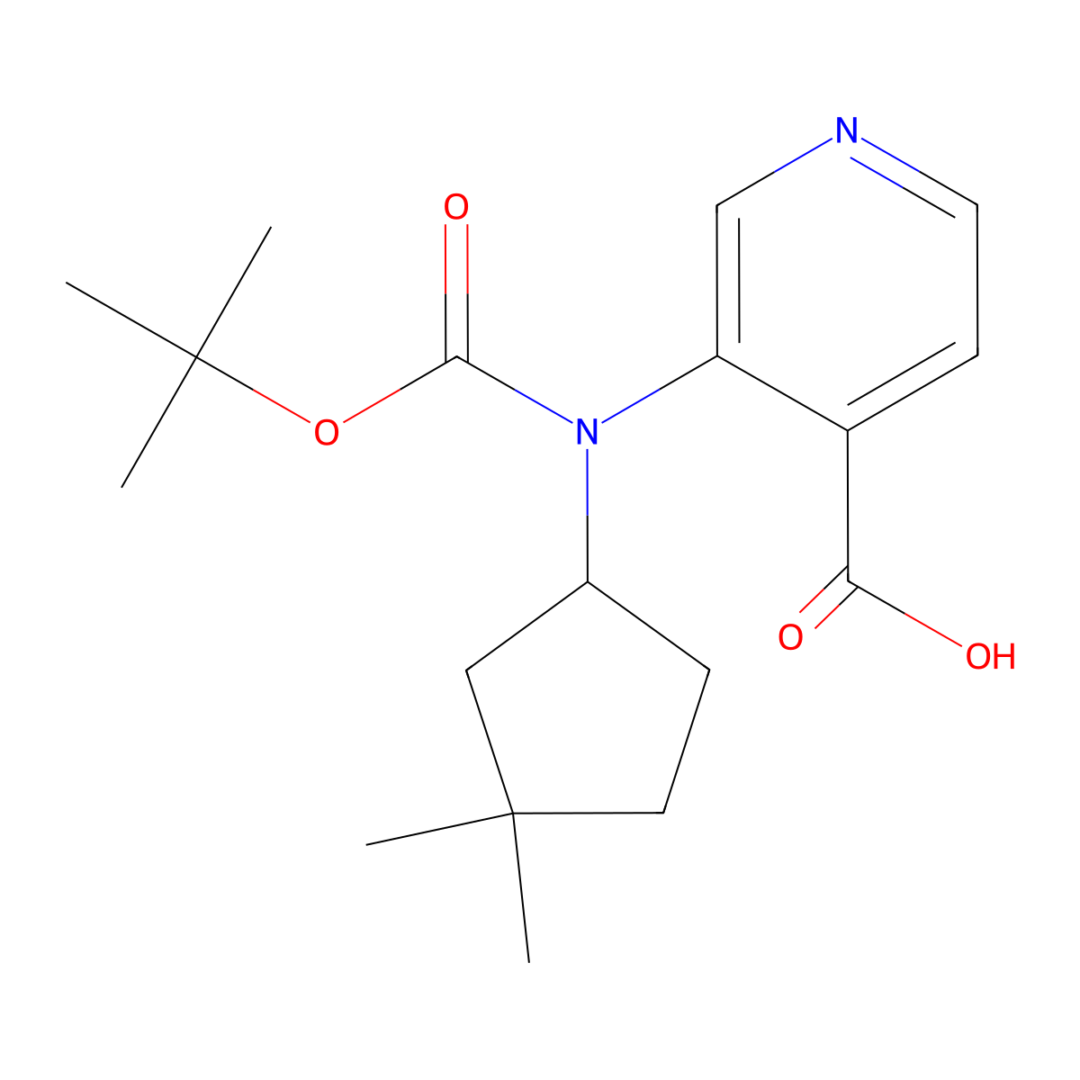 3-{[(Tert-butoxy)carbonyl](3,3-dimethylcyclopentyl)amino}pyridine-4-carboxylic acid molecular structure, CAS 2680885-01-0