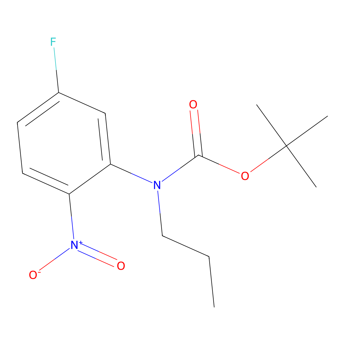 tert-butyl N-(5-fluoro-2-nitrophenyl)-N-propylcarbamate molecular structure, CAS 2680885-02-1