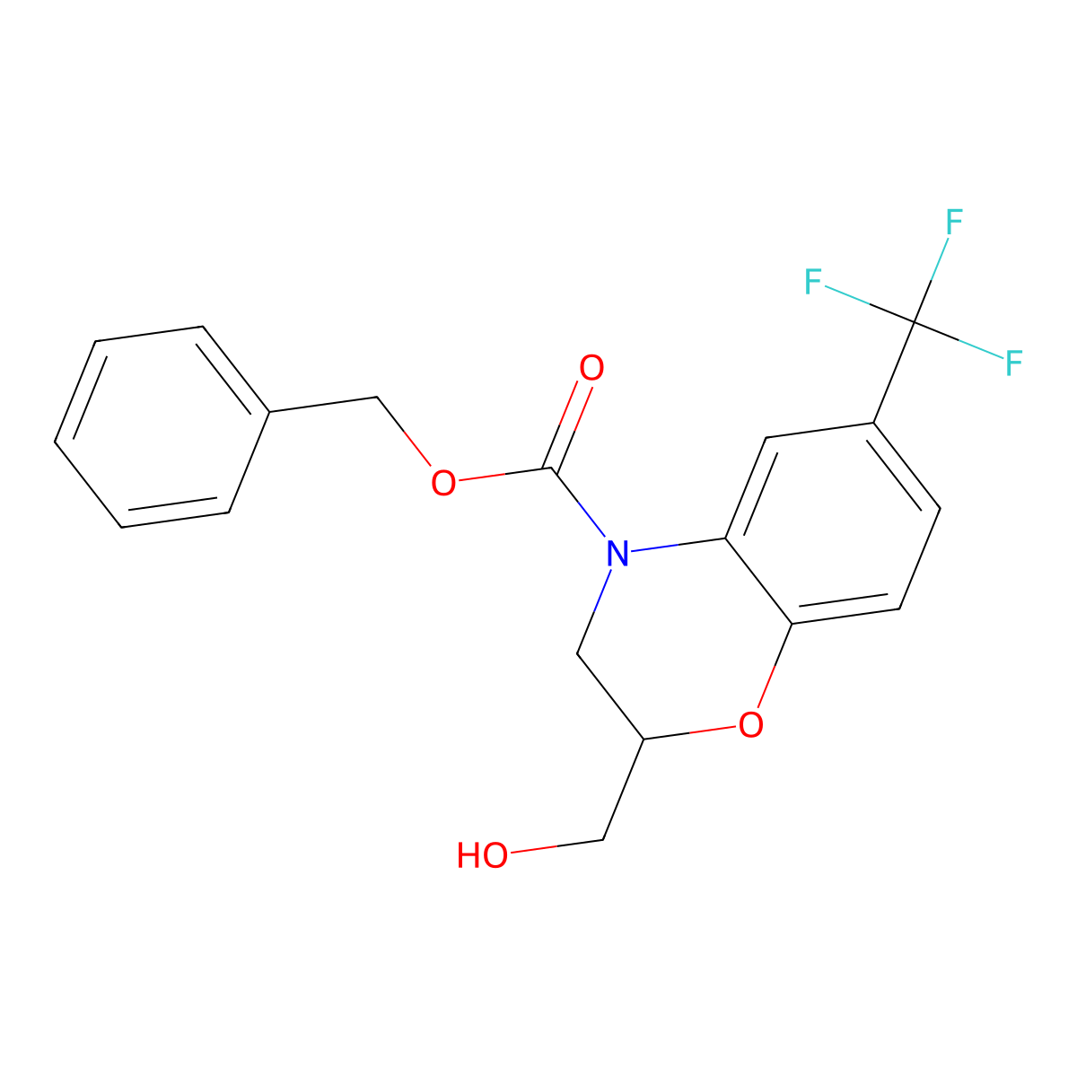 benzyl 2-(hydroxymethyl)-6-(trifluoromethyl)-3,4-dihydro-2H-1,4-benzoxazine-4-carboxylate molecular structure, CAS 2680885-03-2