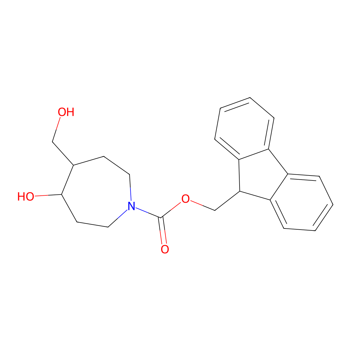 (9H-fluoren-9-yl)methyl 4-hydroxy-5-(hydroxymethyl)azepane-1-carboxylate molecular structure, CAS 2680885-05-4