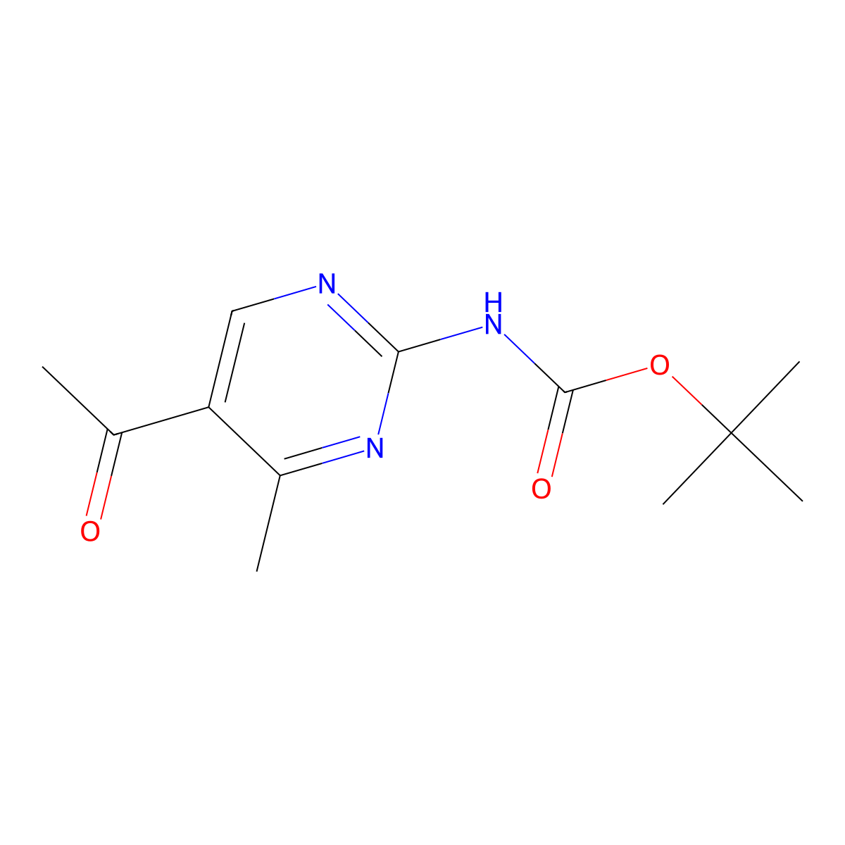 tert-butyl N-(5-acetyl-4-methylpyrimidin-2-yl)carbamate molecular structure, CAS 2680885-11-2