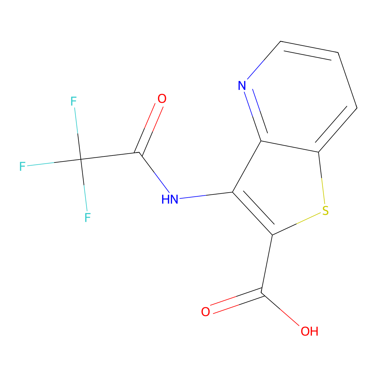 3-(2,2,2-Trifluoroacetamido)thieno[3,2-b]pyridine-2-carboxylic acid molecular structure, CAS 2680885-22-5