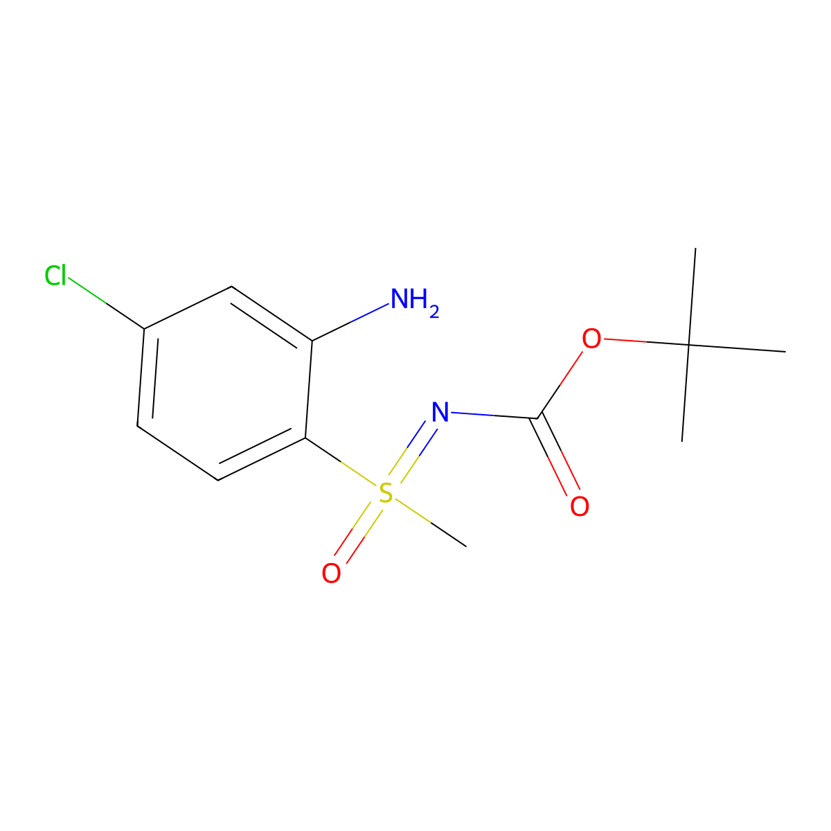 tert-butyl N-[(2-amino-4-chlorophenyl)(methyl)oxo-lambda6-sulfanylidene]carbamate molecular structure, CAS 2680885-24-7