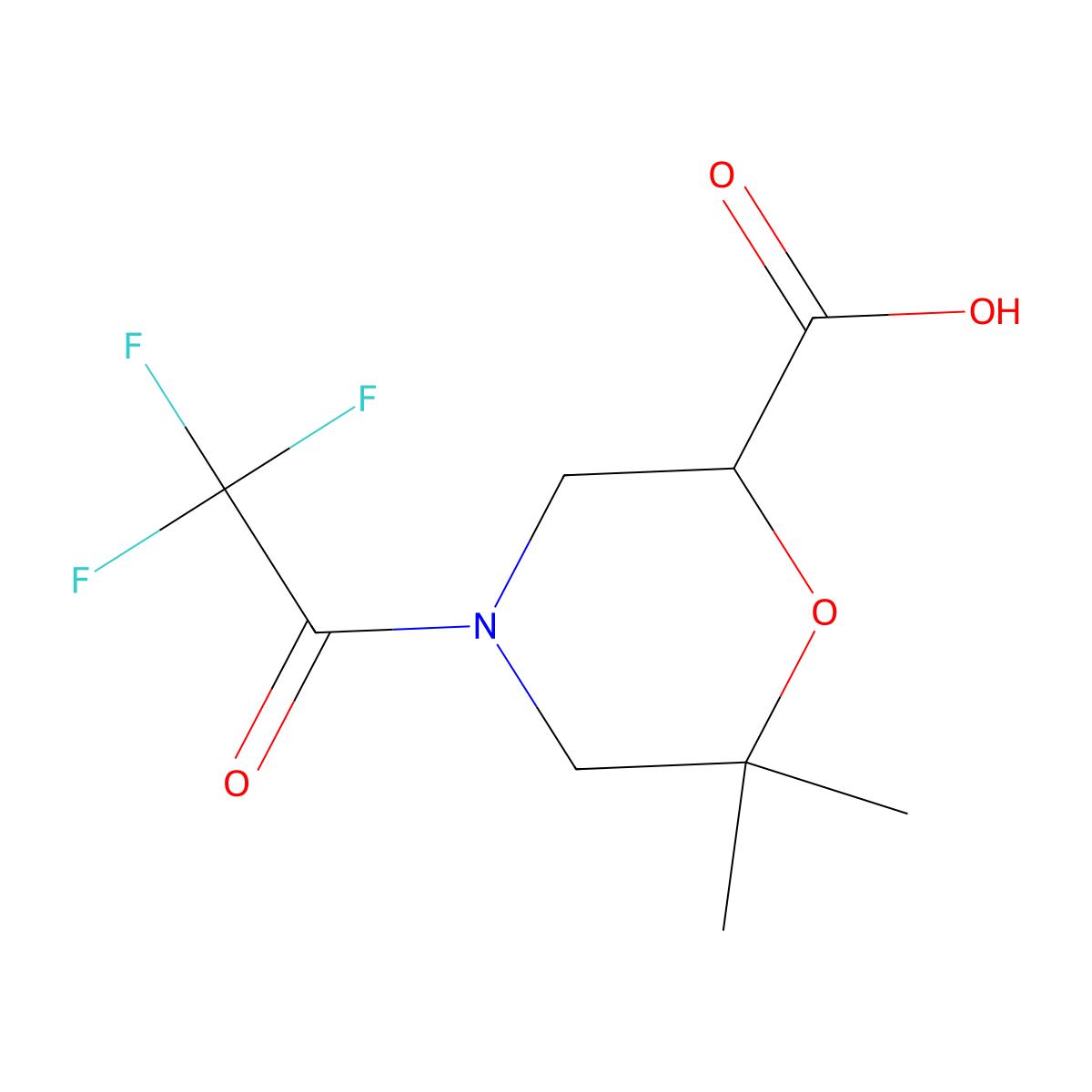 6,6-Dimethyl-4-(trifluoroacetyl)morpholine-2-carboxylic acid molecular structure, CAS 2680885-29-2