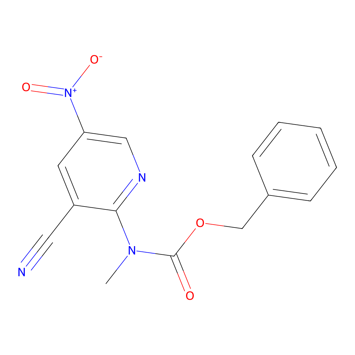 benzyl N-(3-cyano-5-nitropyridin-2-yl)-N-methylcarbamate molecular structure, CAS 2680885-32-7