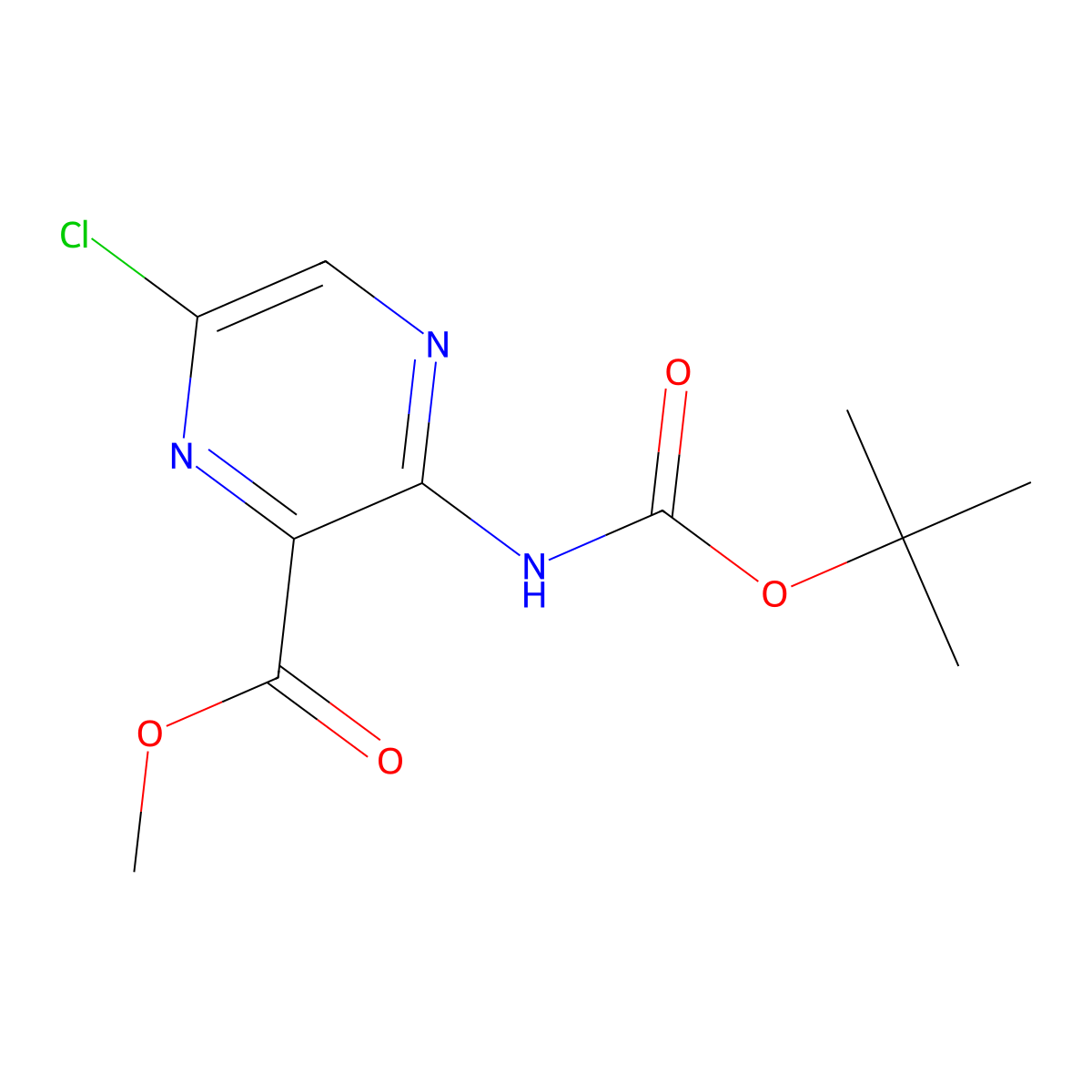 Methyl 3-{[(tert-butoxy)carbonyl]amino}-6-chloropyrazine-2-carboxylate molecular structure, CAS 2680885-46-3