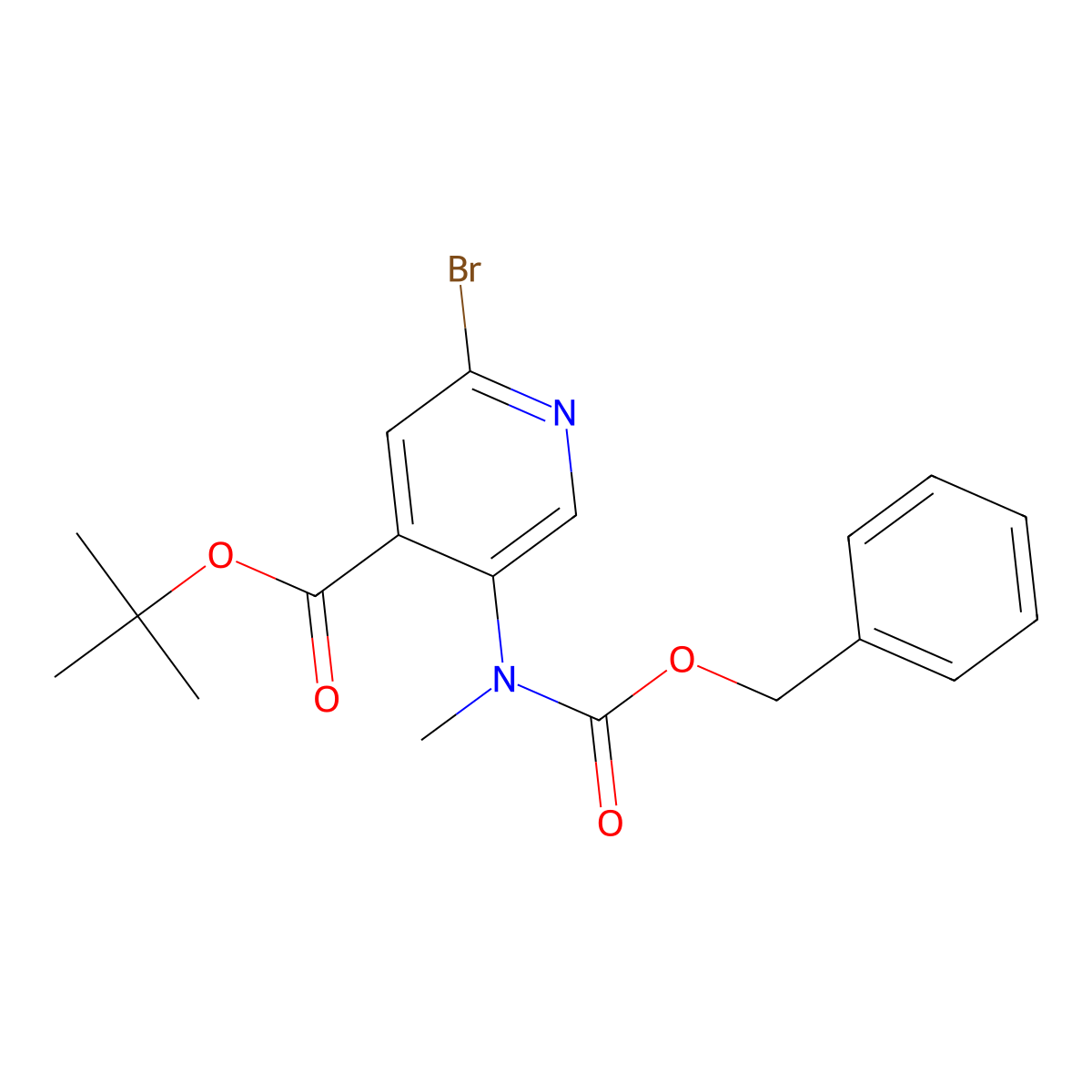 Tert-butyl 5-{[(benzyloxy)carbonyl](methyl)amino}-2-bromopyridine-4-carboxylate molecular structure, CAS 2680885-49-6