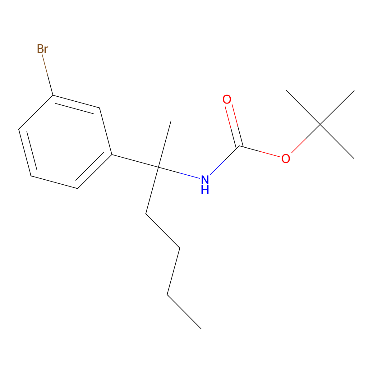 tert-butyl N-[2-(3-bromophenyl)hexan-2-yl]carbamate molecular structure, CAS 2680885-51-0