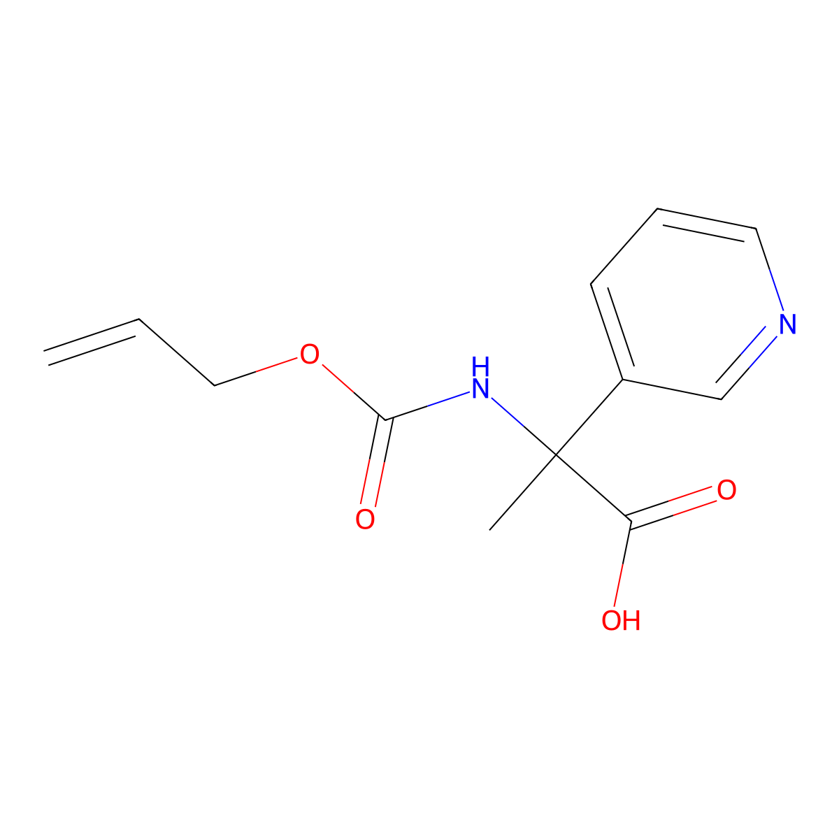 2-{[(Prop-2-en-1-yloxy)carbonyl]amino}-2-(pyridin-3-yl)propanoic acid molecular structure, CAS 2680885-57-6