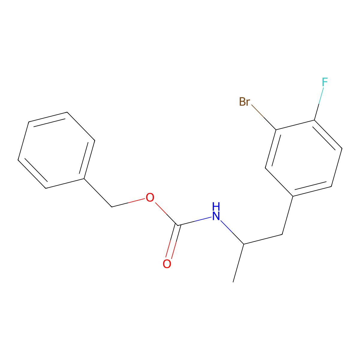 benzyl N-[1-(3-bromo-4-fluorophenyl)propan-2-yl]carbamate molecular structure, CAS 2680885-58-7