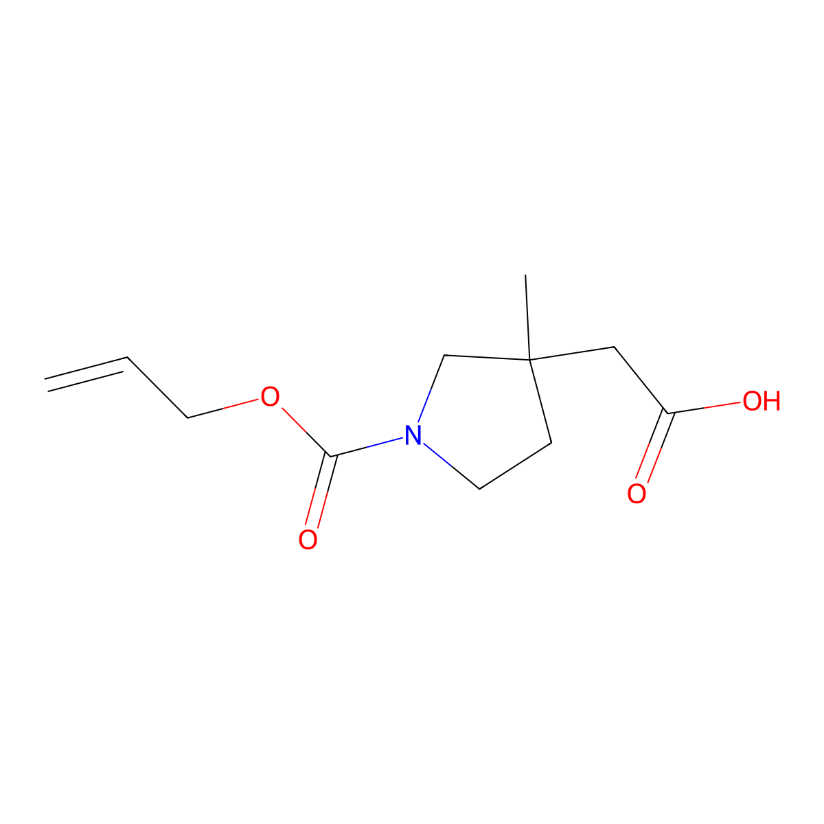 2-{3-Methyl-1-[(prop-2-en-1-yloxy)carbonyl]pyrrolidin-3-yl}acetic acid molecular structure, CAS 2680885-59-8