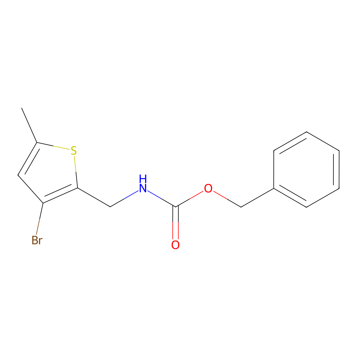 benzyl N-[(3-bromo-5-methylthiophen-2-yl)methyl]carbamate molecular structure, CAS 2680885-62-3
