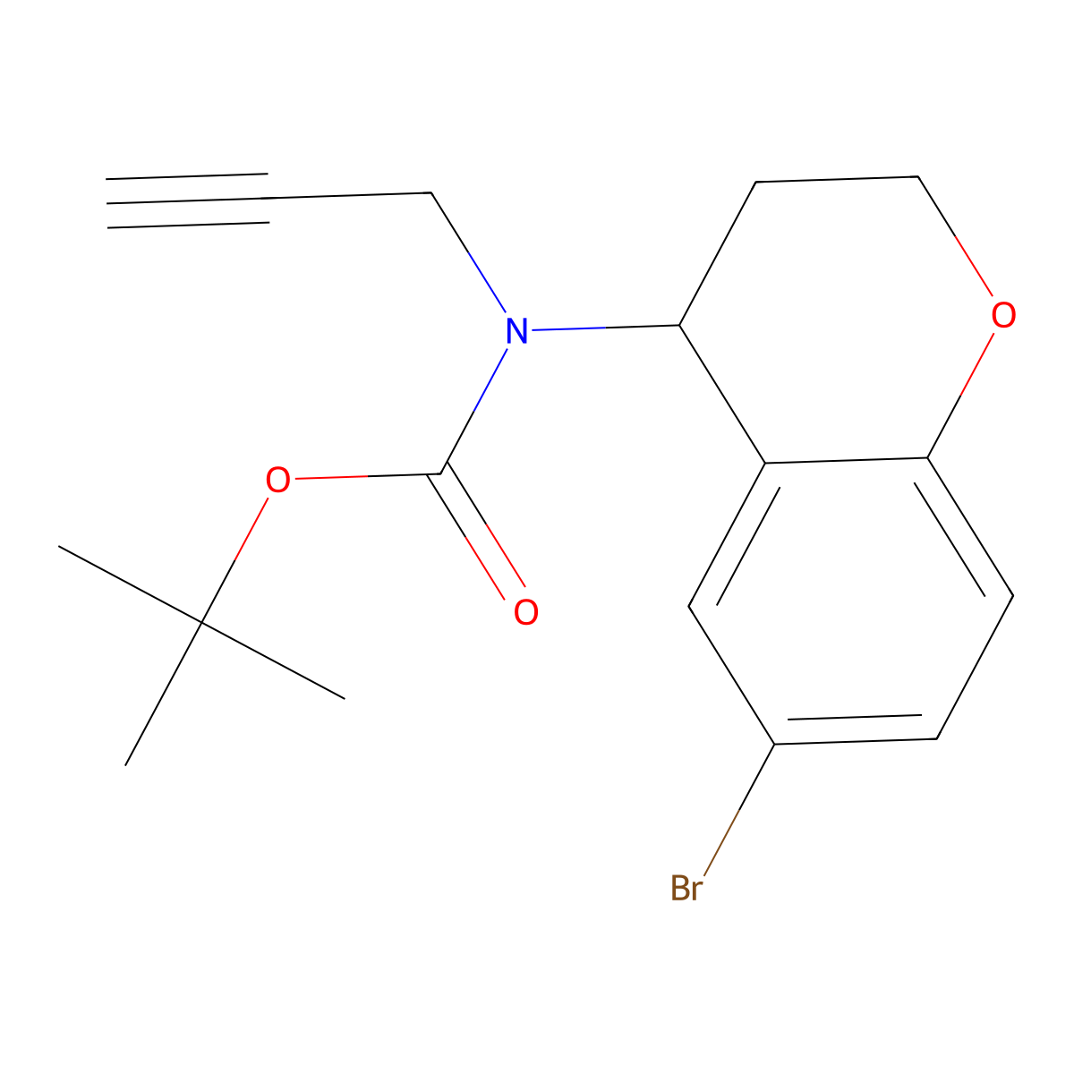 tert-butyl N-(6-bromo-3,4-dihydro-2H-1-benzopyran-4-yl)-N-(prop-2-yn-1-yl)carbamate molecular structure, CAS 2680885-65-6