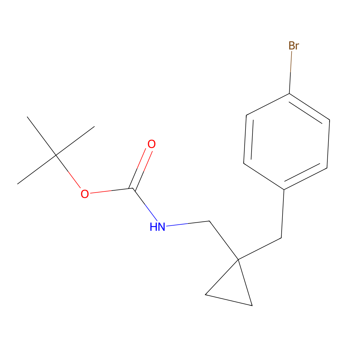 tert-butyl N-({1-[(4-bromophenyl)methyl]cyclopropyl}methyl)carbamate molecular structure, CAS 2680885-66-7