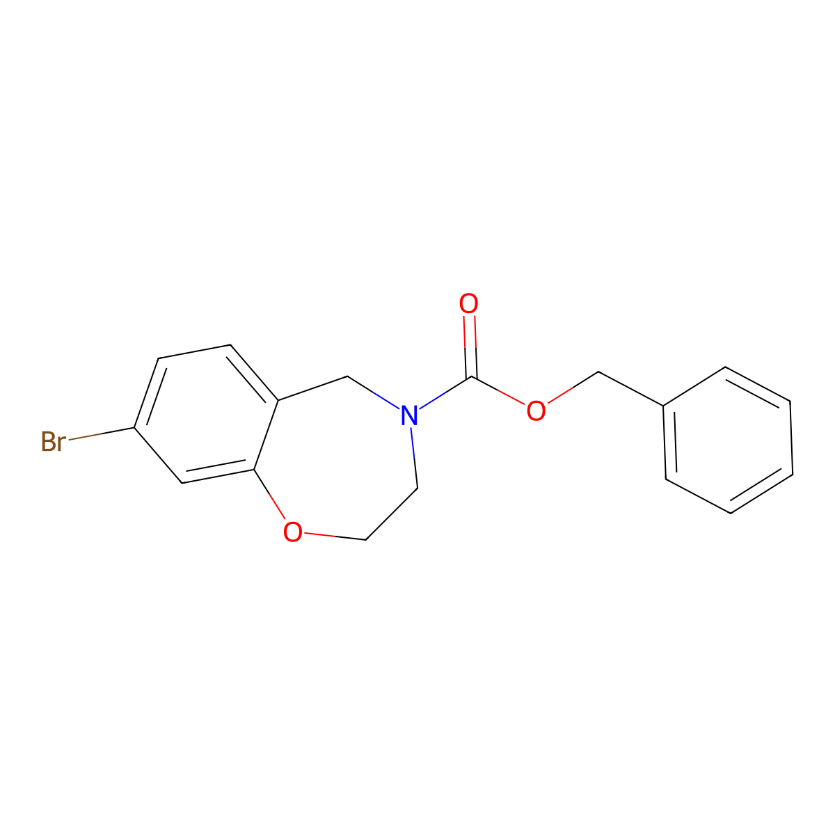 Benzyl 8-bromo-2,3,4,5-tetrahydro-1,4-benzoxazepine-4-carboxylate molecular structure, CAS 2680885-67-8