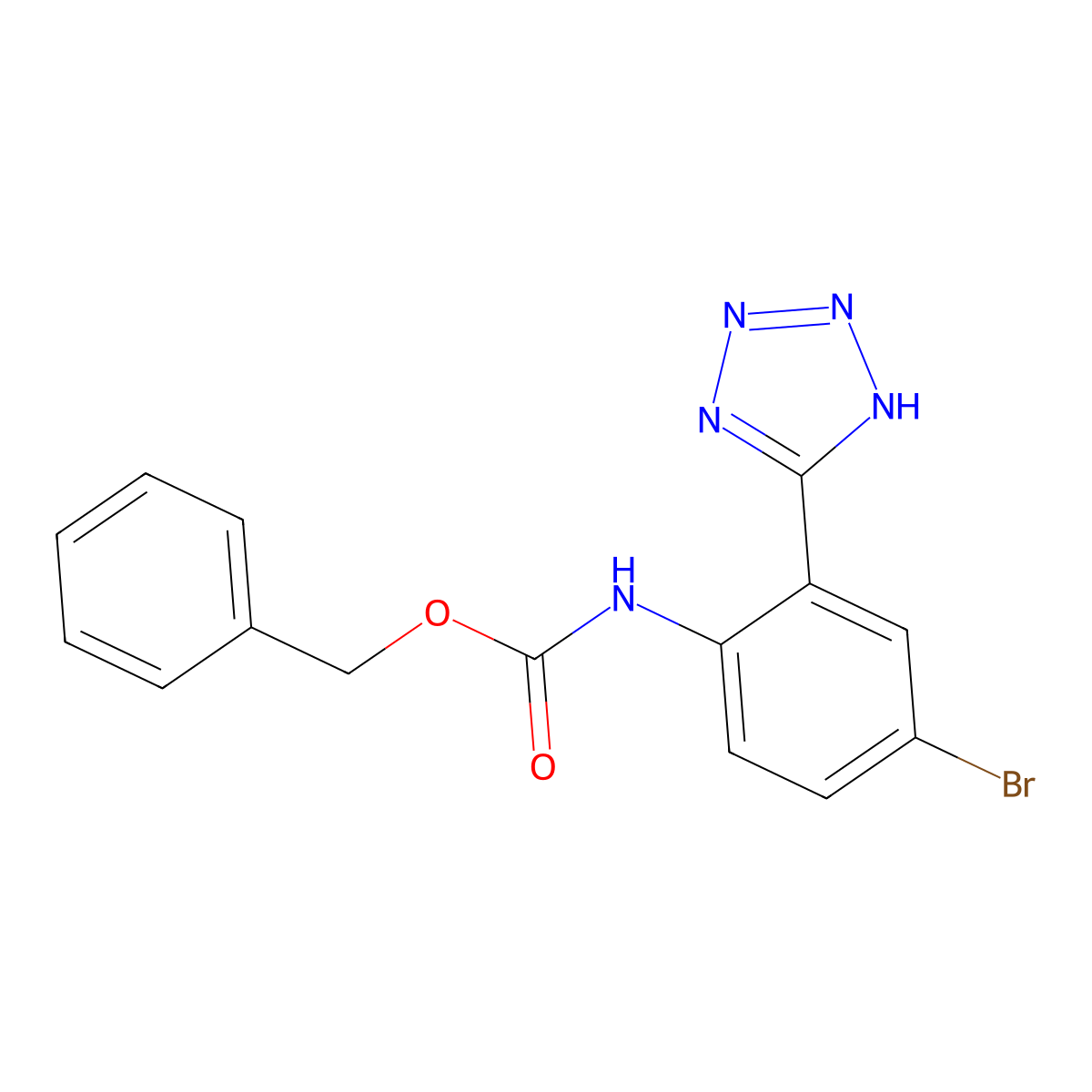 benzyl N-[4-bromo-2-(1H-1,2,3,4-tetrazol-5-yl)phenyl]carbamate molecular structure, CAS 2680885-70-3