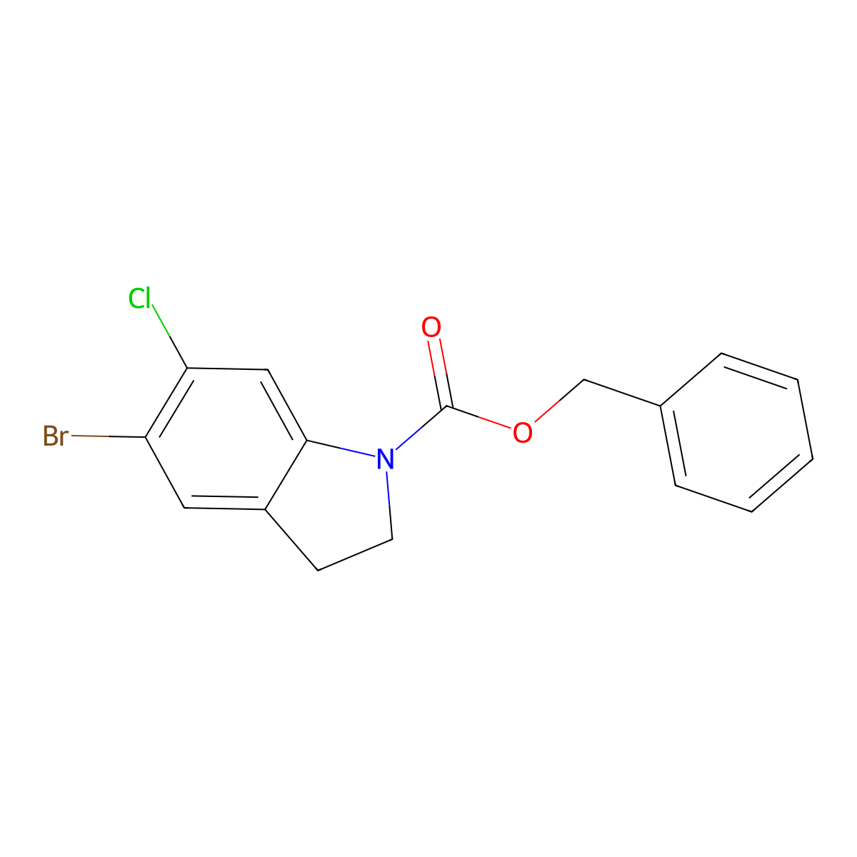 benzyl 5-bromo-6-chloro-2,3-dihydro-1H-indole-1-carboxylate molecular structure, CAS 2680885-78-1