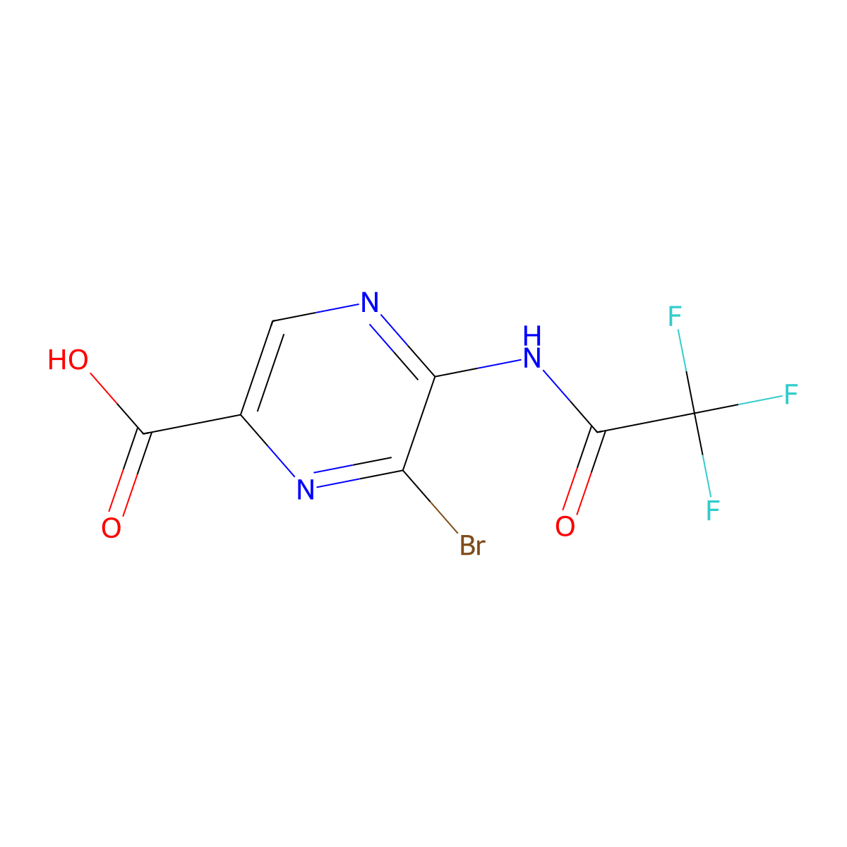 6-Bromo-5-(2,2,2-trifluoroacetamido)pyrazine-2-carboxylic acid molecular structure, CAS 2680885-85-0