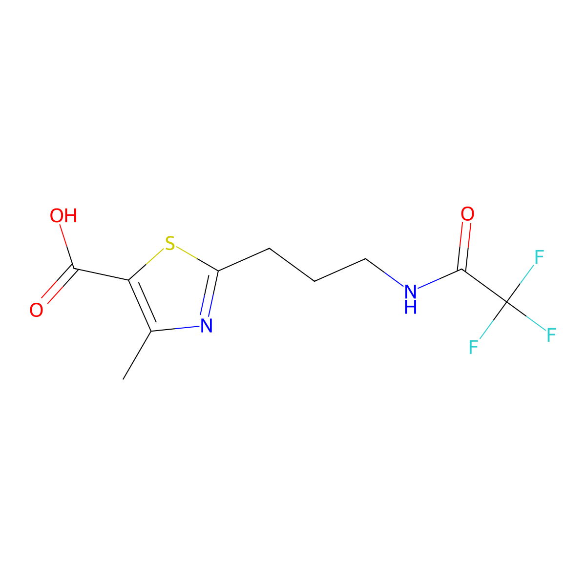 4-Methyl-2-[3-(2,2,2-trifluoroacetamido)propyl]-1,3-thiazole-5-carboxylic acid molecular structure, CAS 2680885-86-1