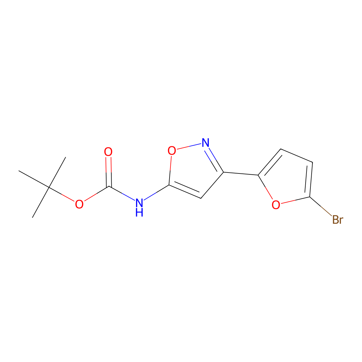 tert-butyl N-[3-(5-bromofuran-2-yl)-1,2-oxazol-5-yl]carbamate molecular structure, CAS 2680886-21-7