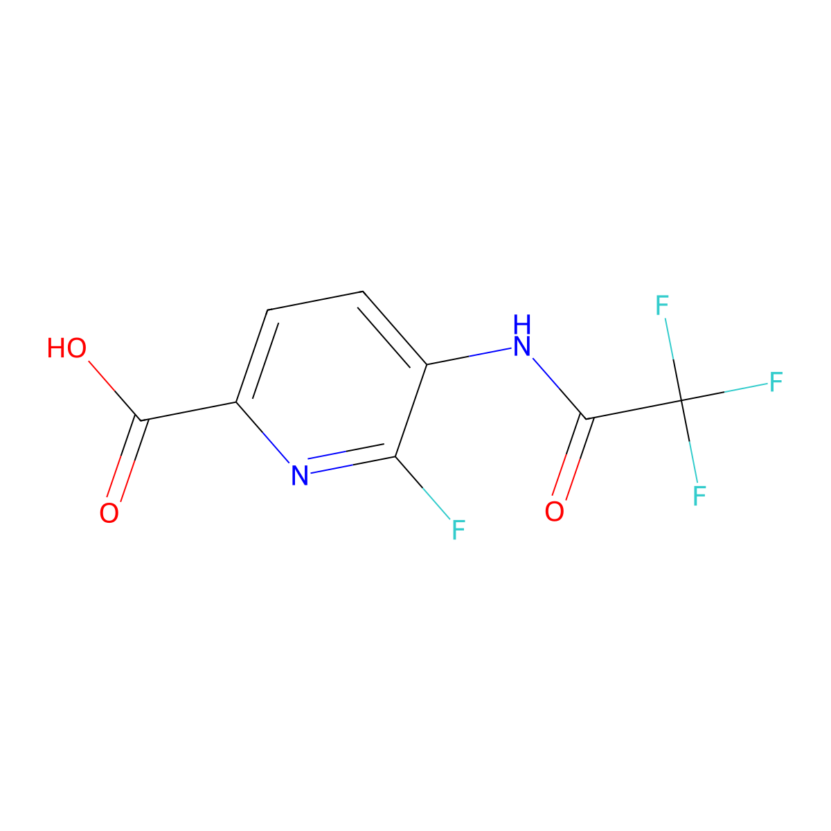 6-Fluoro-5-(2,2,2-trifluoroacetamido)pyridine-2-carboxylic acid molecular structure, CAS 2680886-27-3
