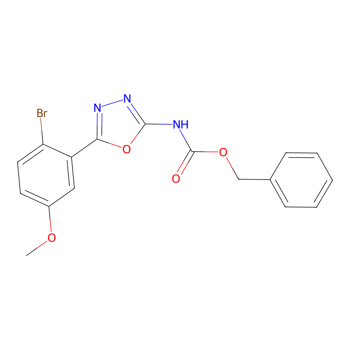 benzyl N-[5-(2-bromo-5-methoxyphenyl)-1,3,4-oxadiazol-2-yl]carbamate molecular structure, CAS 2680886-33-1