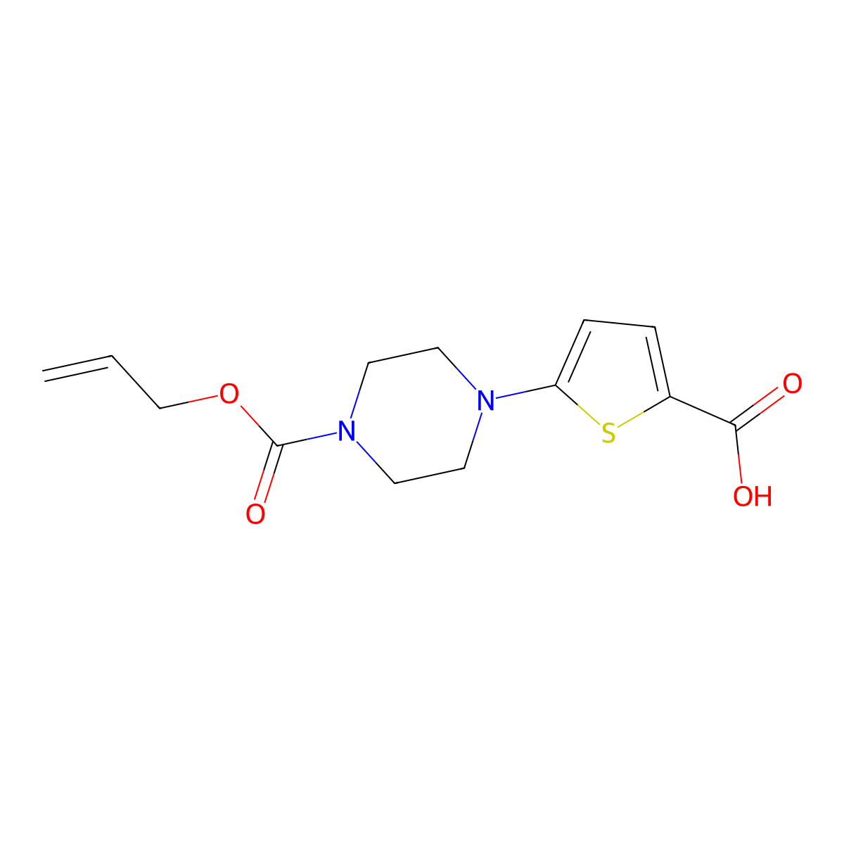5-{4-[(Prop-2-en-1-yloxy)carbonyl]piperazin-1-yl}thiophene-2-carboxylic acid molecular structure, CAS 2680886-34-2