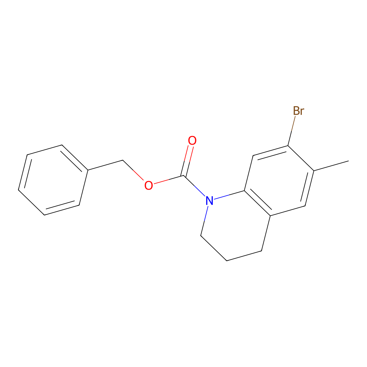 Benzyl 7-bromo-6-methyl-1,2,3,4-tetrahydroquinoline-1-carboxylate molecular structure, CAS 2680886-38-6
